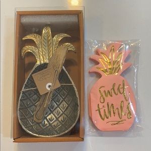 Mud Pie Pineapple 2-piece dip bowl set & napkins